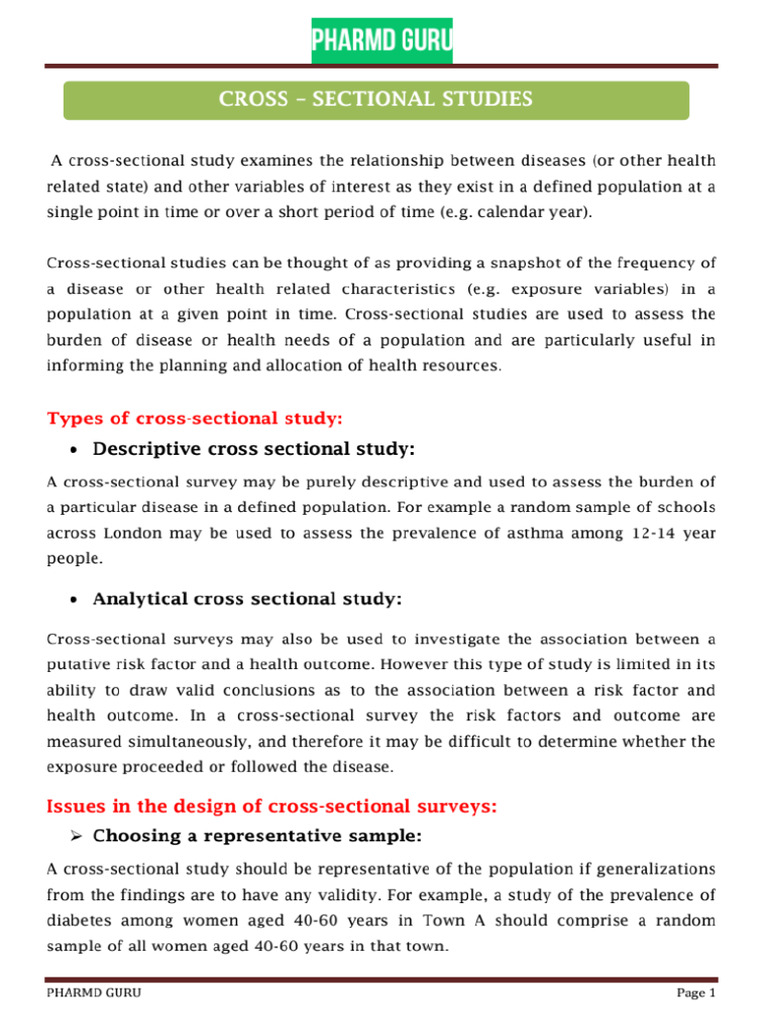 Cross Sectional Studies | PDF