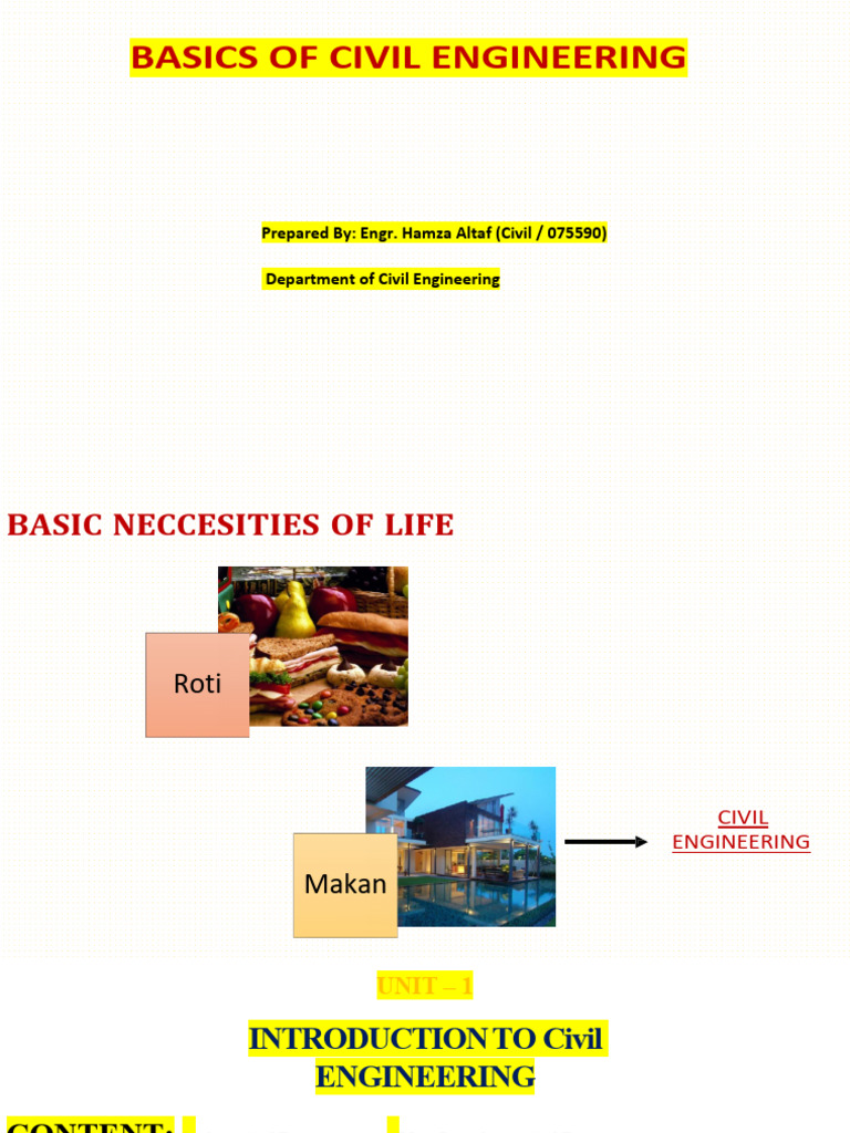Basic of Civil Engineering Notes. Engr. Hamza | PDF | Civil Engineering ...
