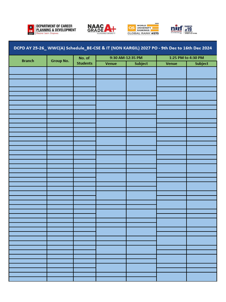 BE-CSE/IT Soft Skills & Aptitude Schedule | PDF | Procedural Knowledge ...