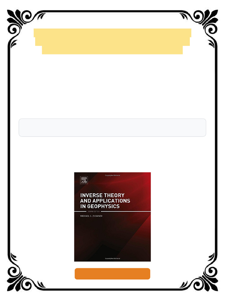 Inverse Theory and Applications in Geophysics Second Edition Zhdanov ...