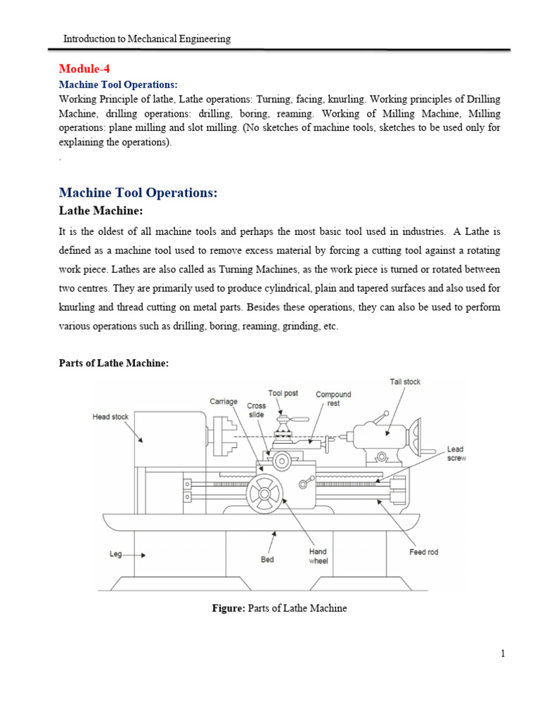 Machine Tool Operations Overview | PDF | Drill | Drilling