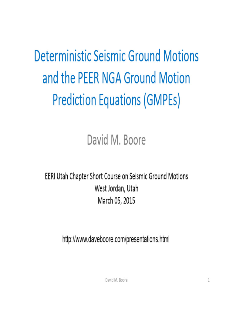 Eeri Utah 05mar15 Short Course Boore | PDF | Earthquakes | Seismology