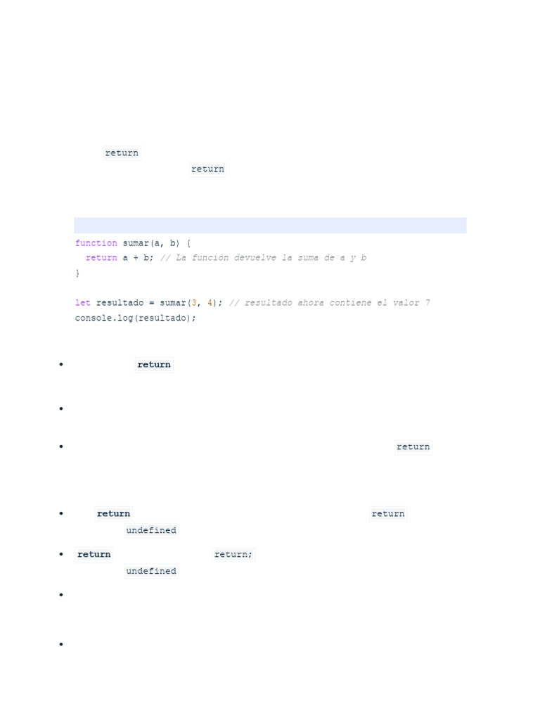 Valor de retorno en funciones JavaScript | PDF