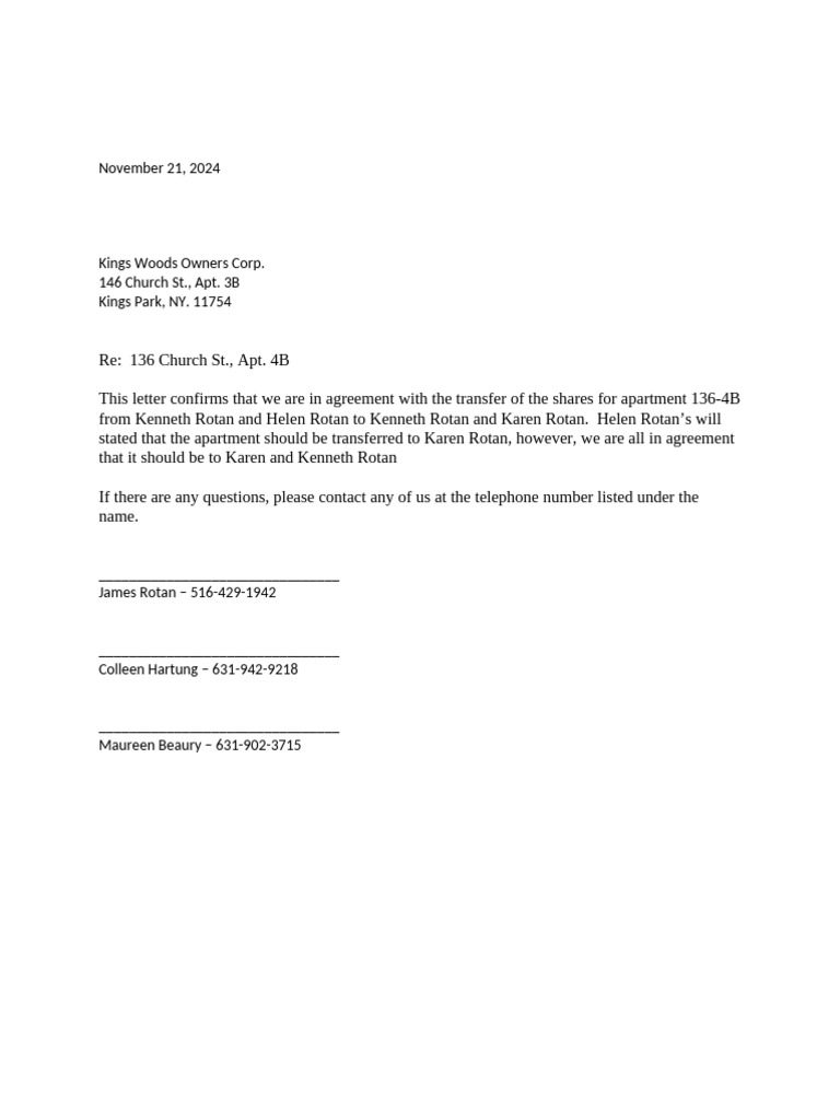 Apartment Share Transfer Agreement | PDF