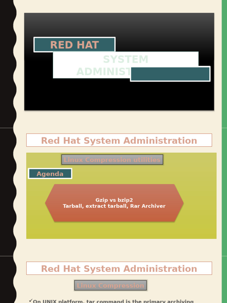 Red Hat System Administration: Tar Commands | PDF | Computer Data ...