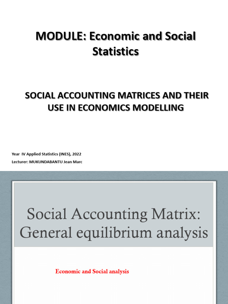 Presentation 1 Social Accounting Matrix PDF General Equilibrium