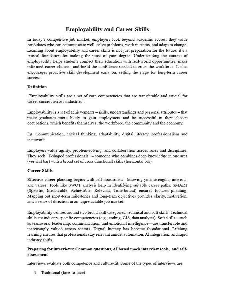 Essential Employability and Career Skills | PDF | Skill | Artificial ...