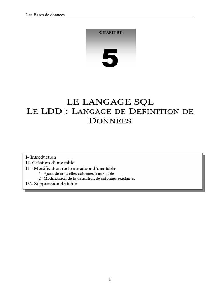 Introduction au langage SQL et LDD | PDF | SQL | Bases de données