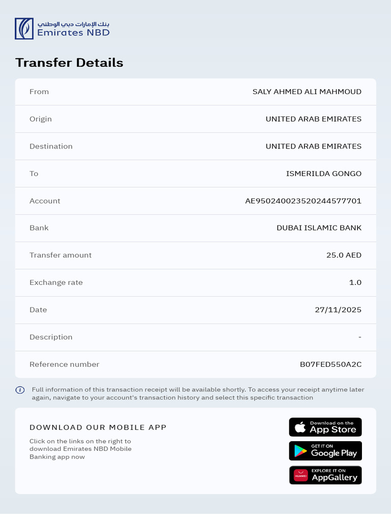 UAE Bank Transfer Details and App Info | PDF