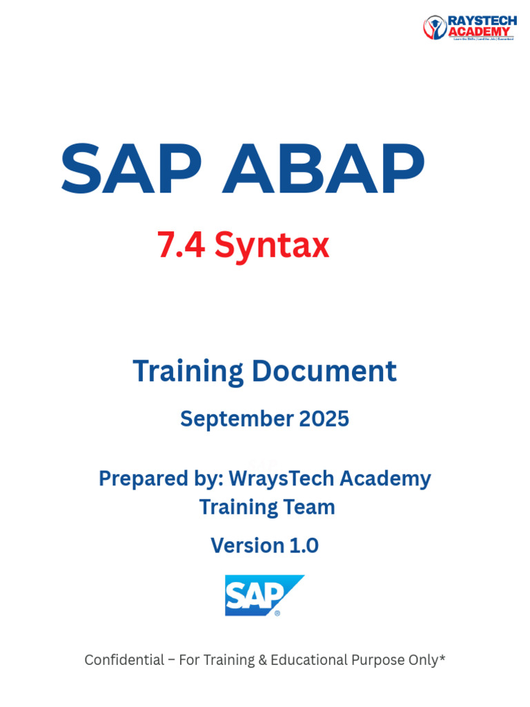 SAP ABAP 7.4 Syntax Training Guide | PDF | Object Oriented