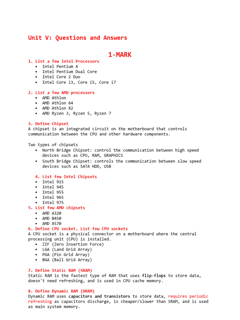 Intel and AMD Processor Overview | PDF | Random Access Memory | Dynamic ...