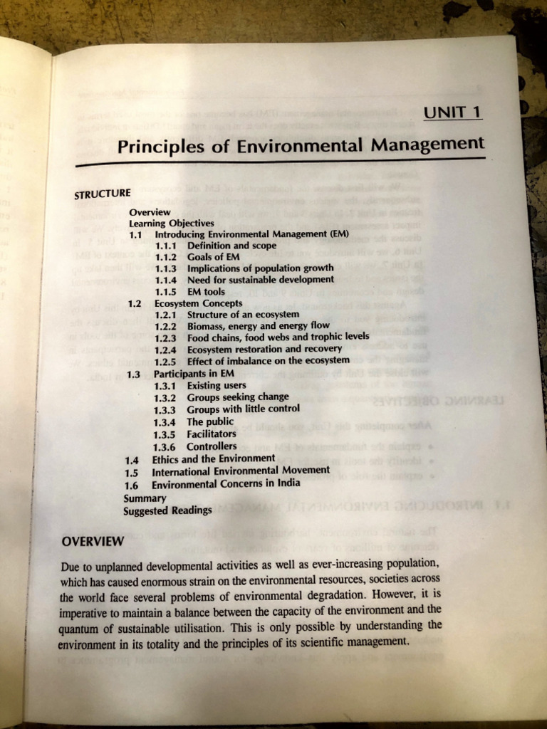 Principles of Environmental Management | PDF | Environmental Resource ...