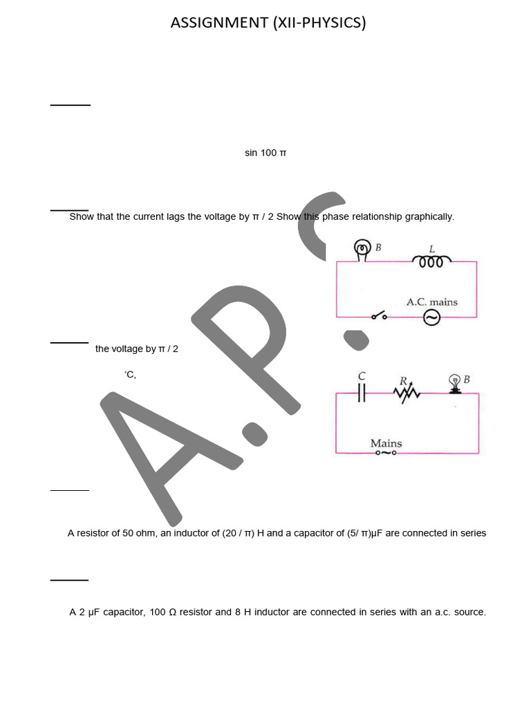 Key Questions on Alternating Current Concepts | PDF | Electrical ...
