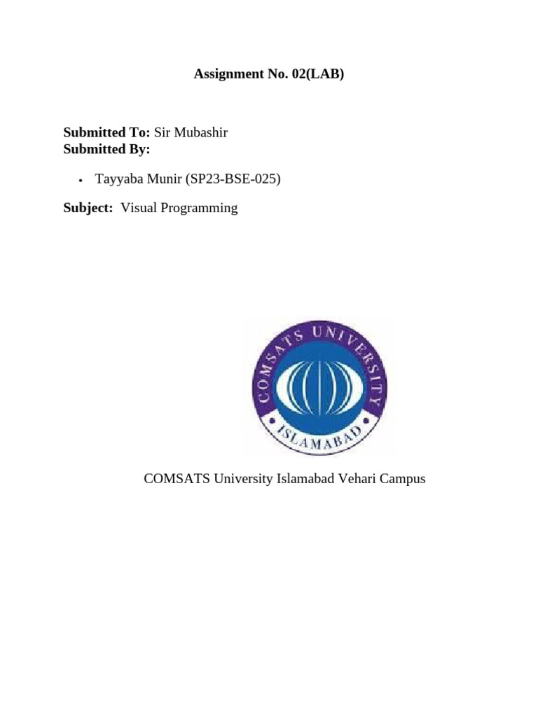 Assignment No 2 LAB (-025) | PDF