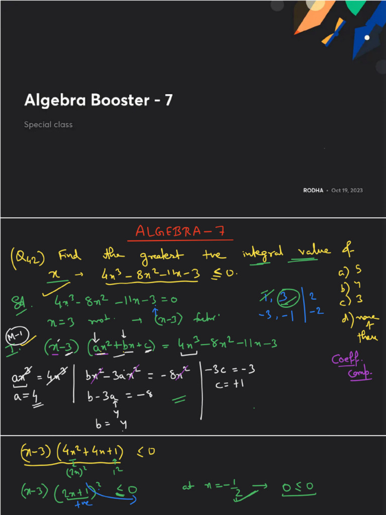 Algebra Booster 7 With Anno | PDF