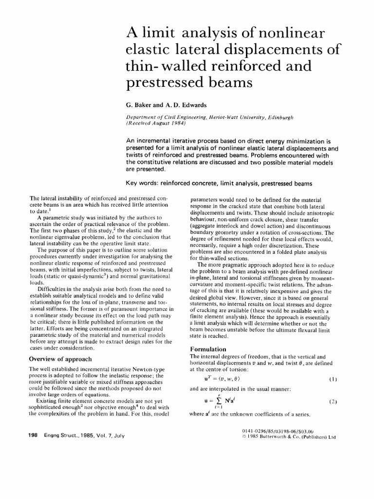 Limit Analysis of Prestressed Beams | PDF | Beam (Structure) | Curvature