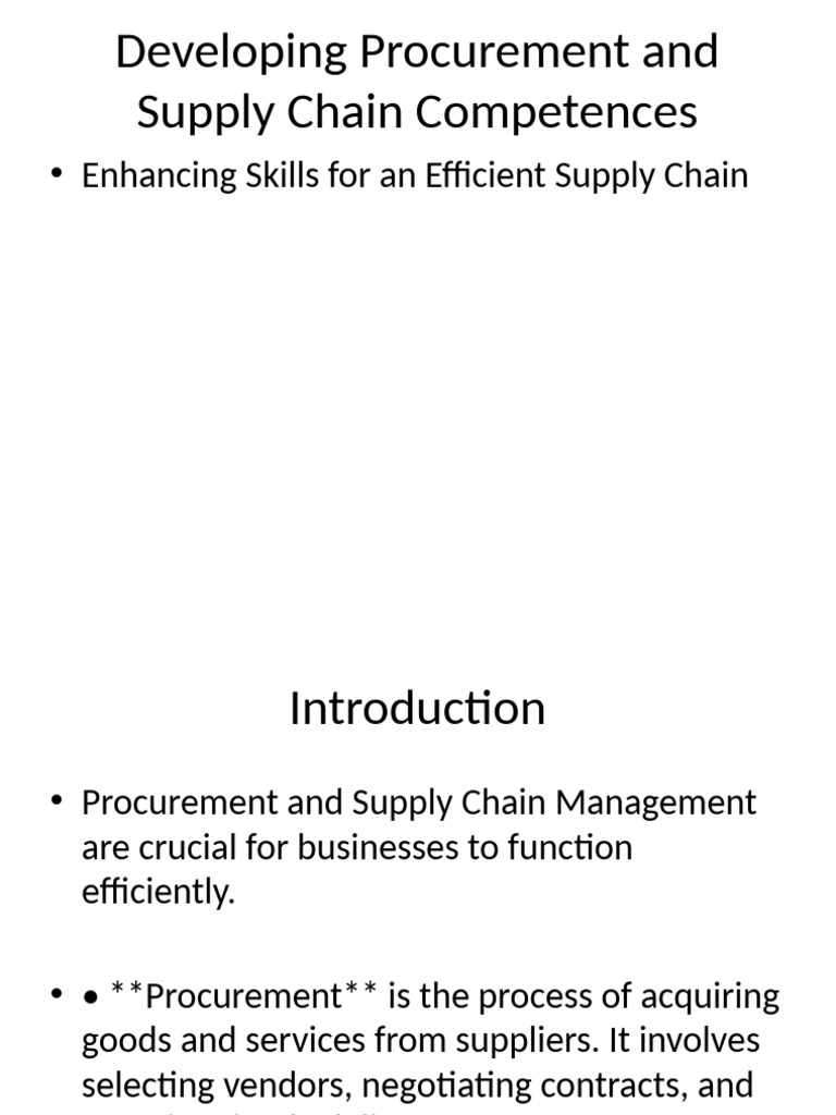 Enhancing Procurement & Supply Chain Skills | PDF