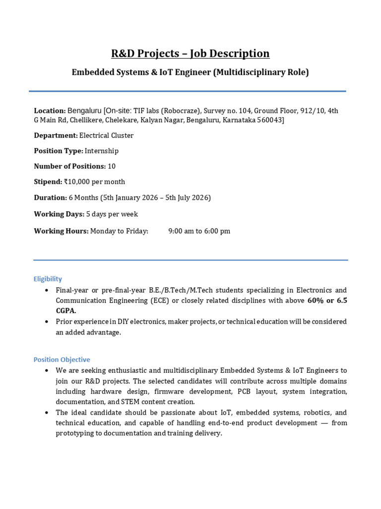 Internship for Embedded Systems & IoT | PDF | Non Disclosure Agreement ...