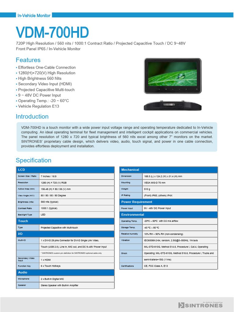 VDM-700HD Datasheet 2302 | PDF | Computer Monitor | Information And ...