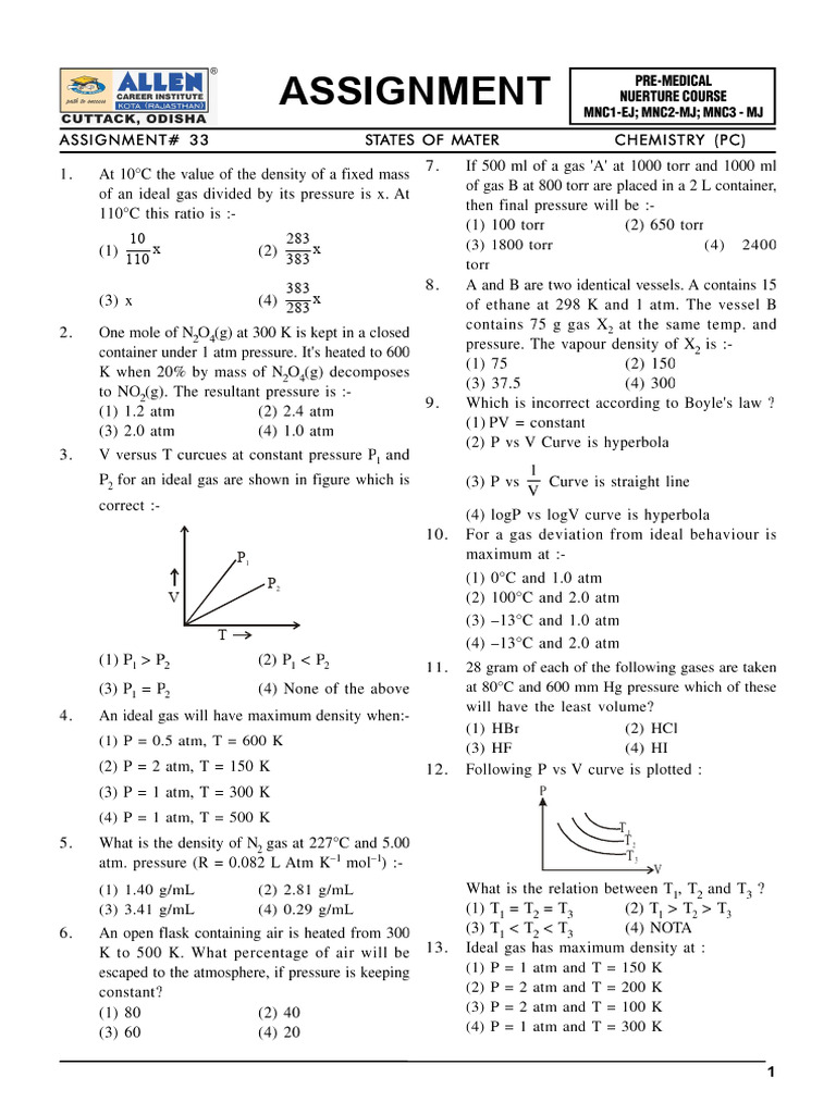 Assignment - States of Mater - JD Sir (FC) | PDF