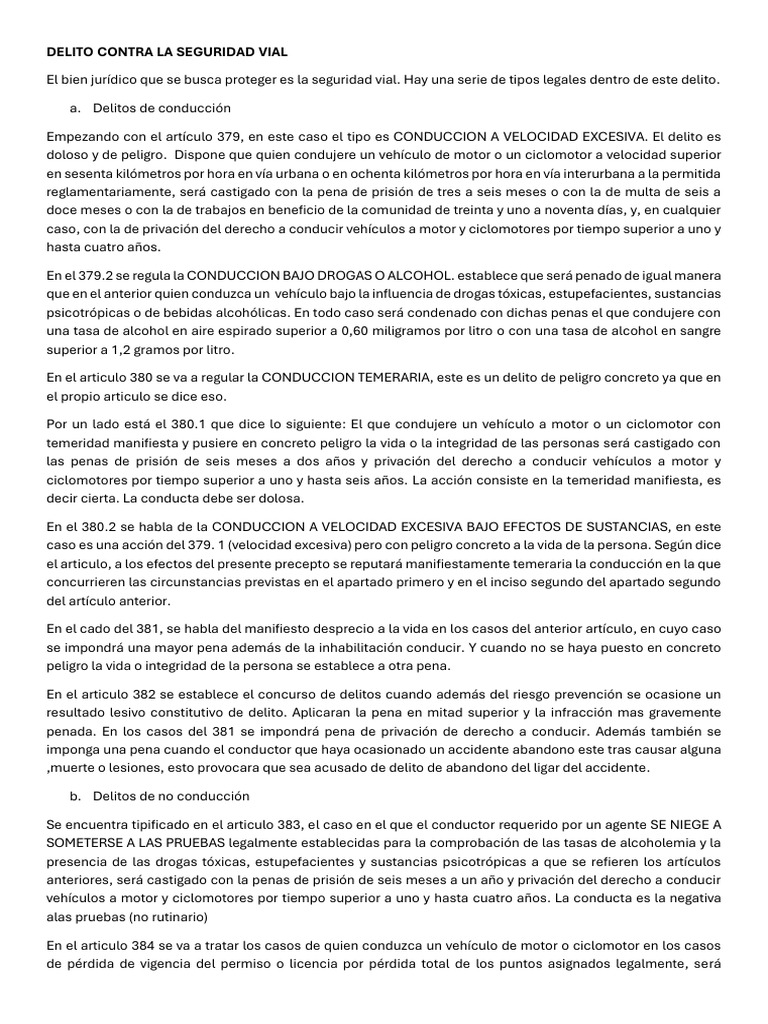 Delito Contra La Seguridad Vial | PDF | Castigos | Drogas