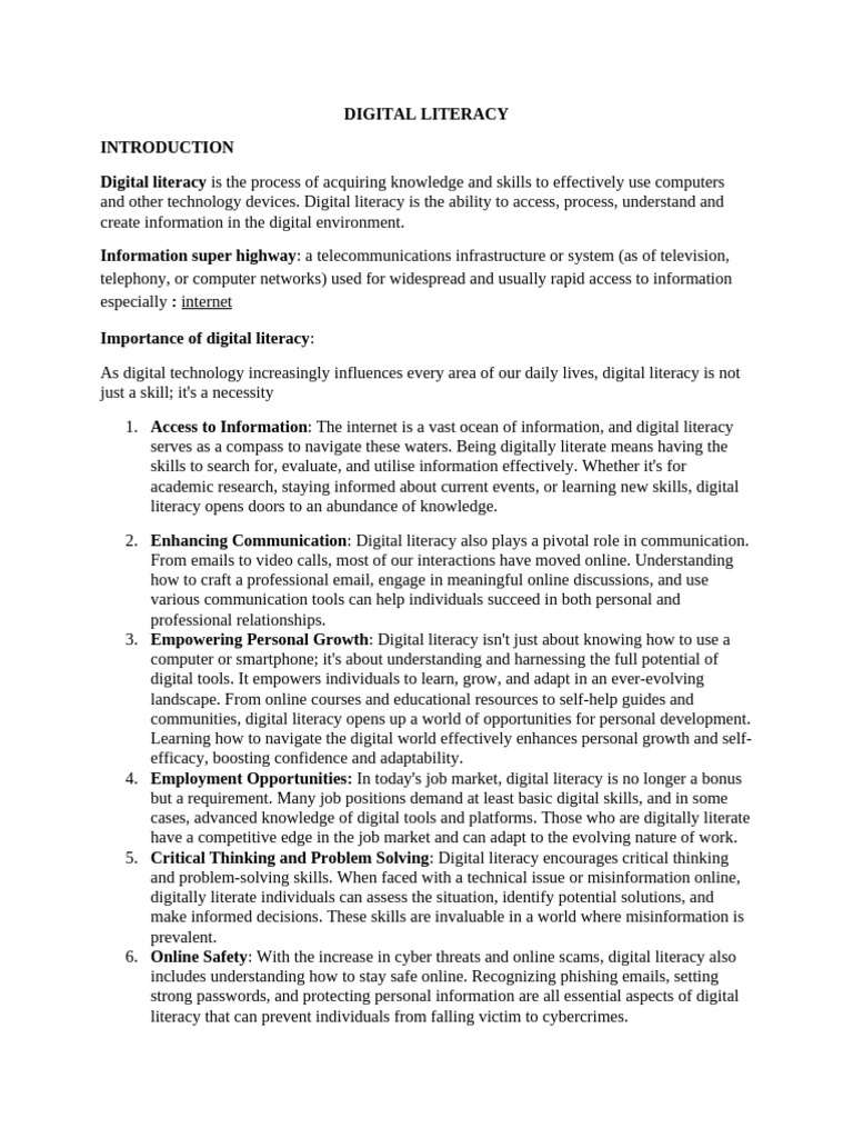 Understanding Digital Literacy Essentials | PDF | Computer Data Storage ...