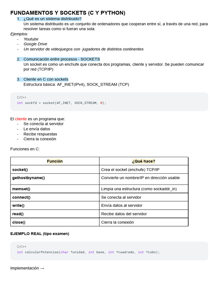 Fundamentos y Sockets (C y Python) | PDF | Zócalo de red | Protocolos ...