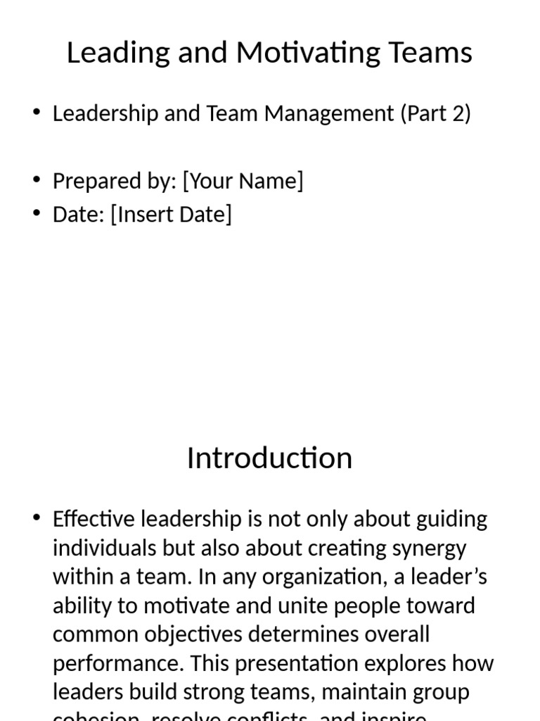 Effective Team Leadership Strategies | PDF | Motivation | Motivational