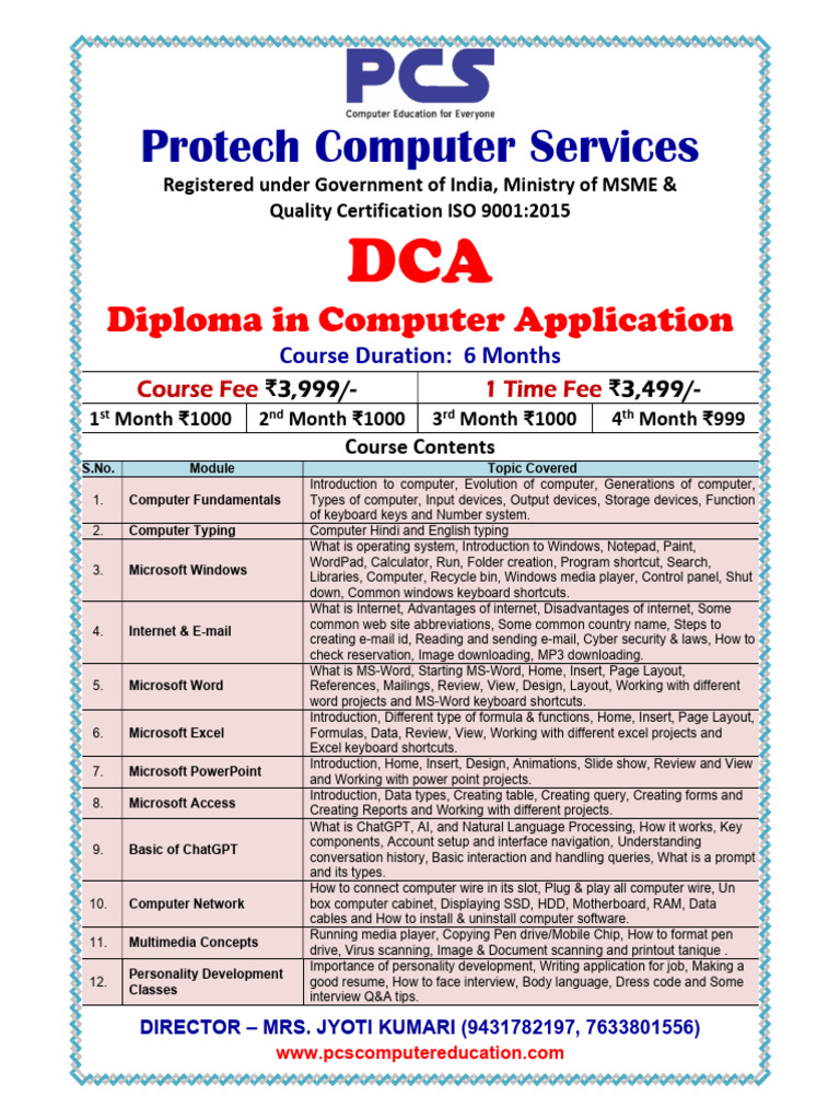 Computer Courses at Protech Services | PDF | Microsoft Word | Computer ...