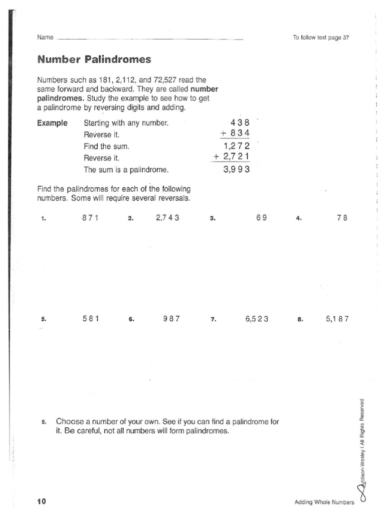 Palindrome Addition | PDF