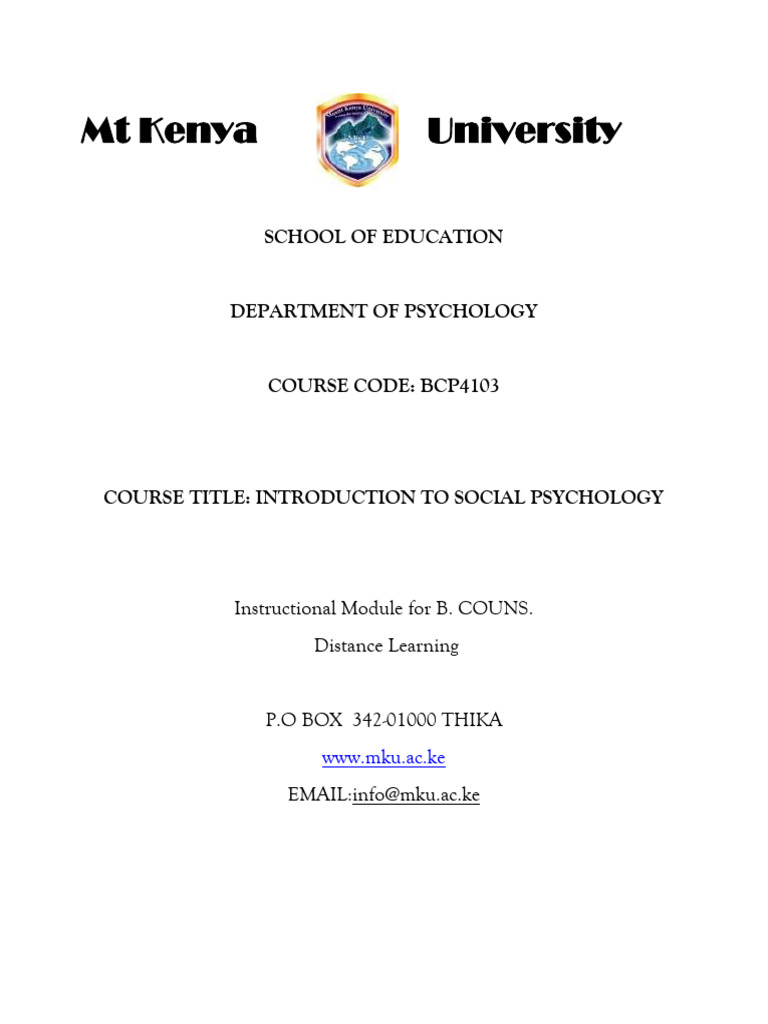 Introduction to Social Psychology Course | PDF | Psychology | Social ...