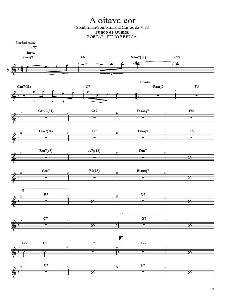 A Oitava Cor: Partitura e Acordes | PDF