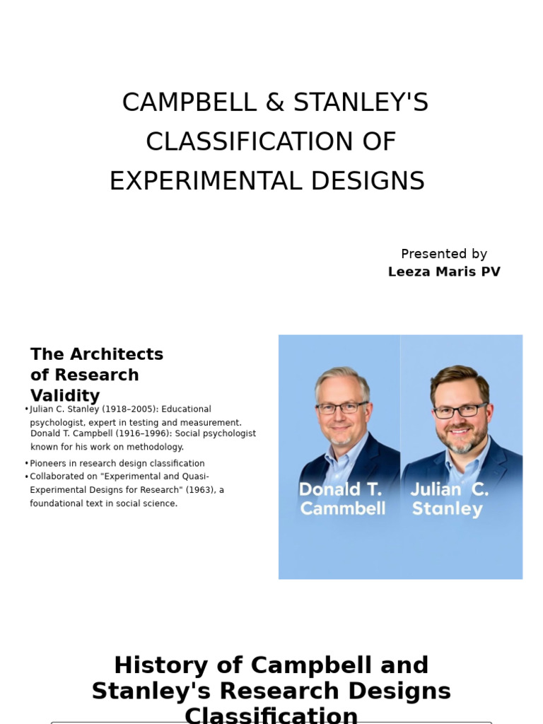 Campbell & Stanley's Experimental Design Guide | PDF | Experiment ...