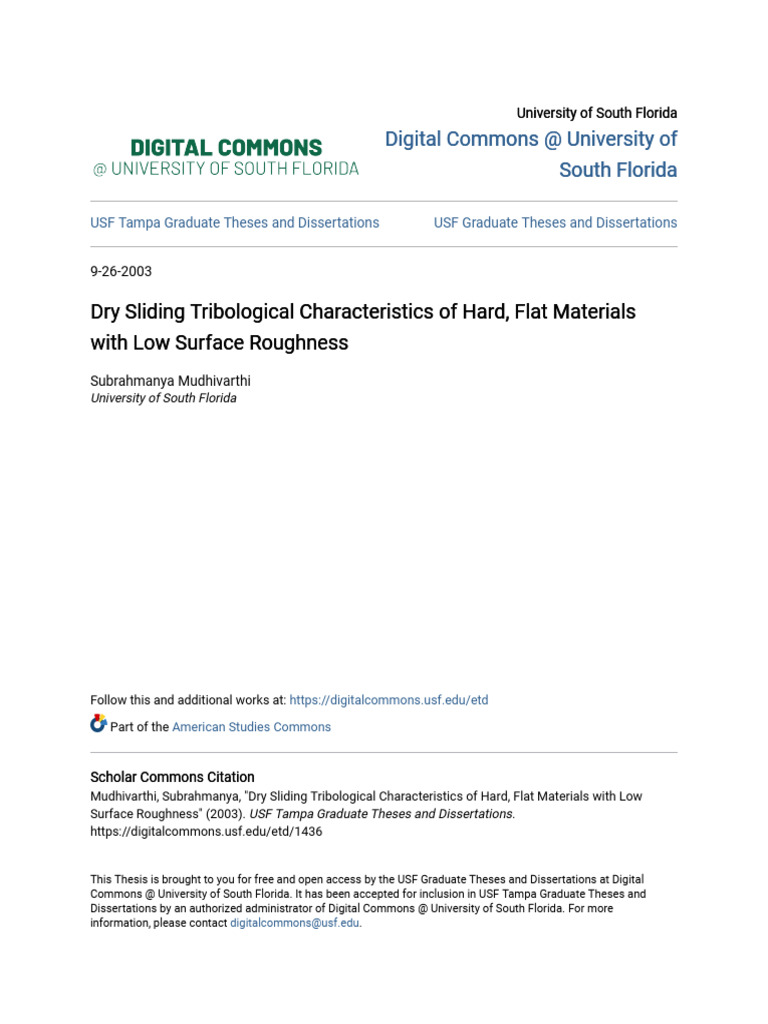 Dry Sliding Tribological Characteristics of Hard Flat Materials | PDF ...