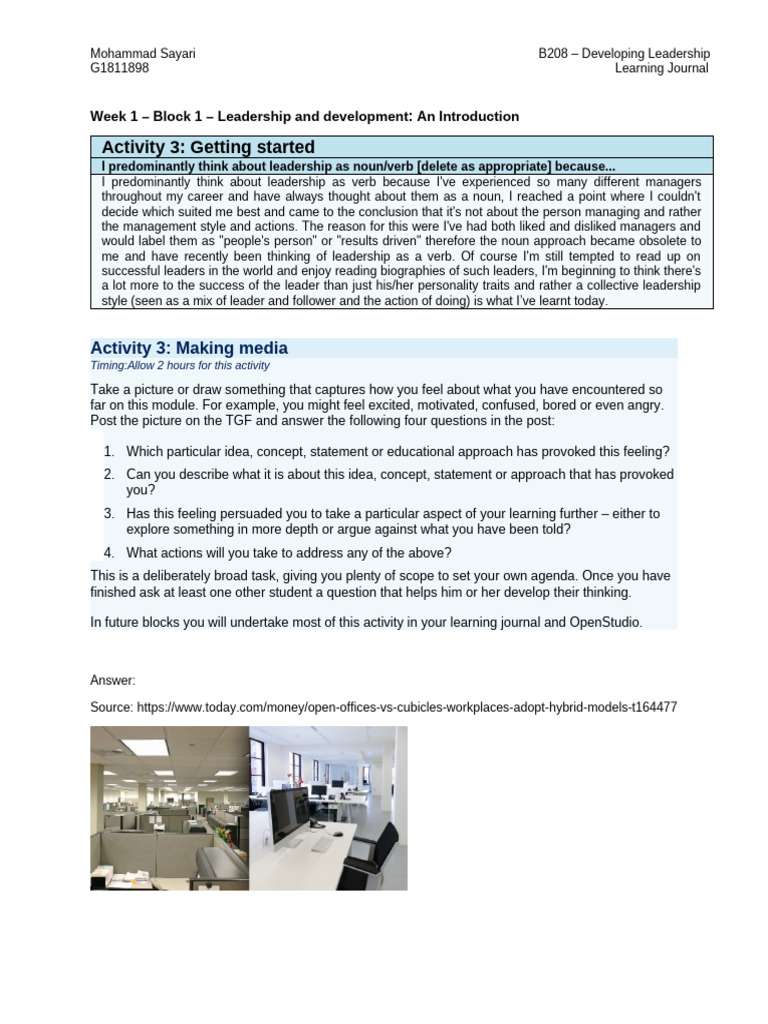 Leadership Development Learning Journal | PDF | Leadership | Identity ...