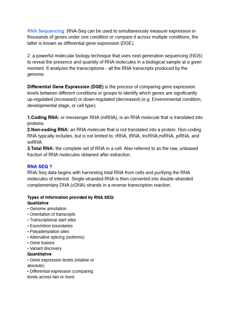 RNA-Seq Workflow and Analysis Guide | PDF | Rna | Gene Expression