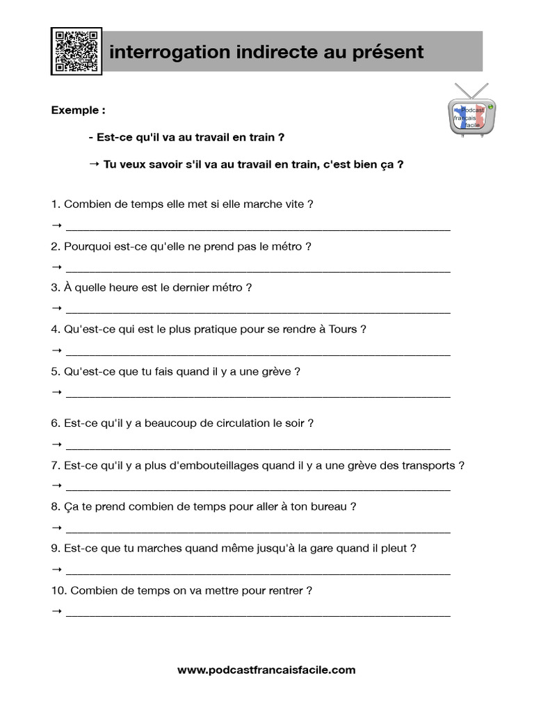 Interrogation indirecte au présent | PDF