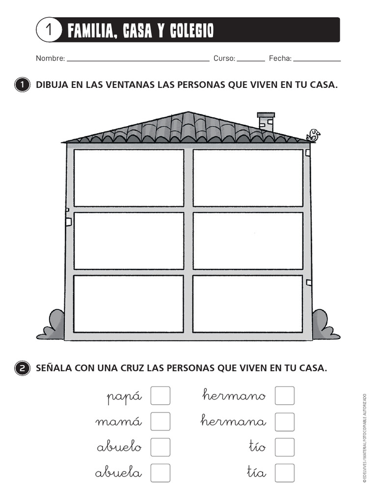 Actividades sobre familia y hogar | PDF
