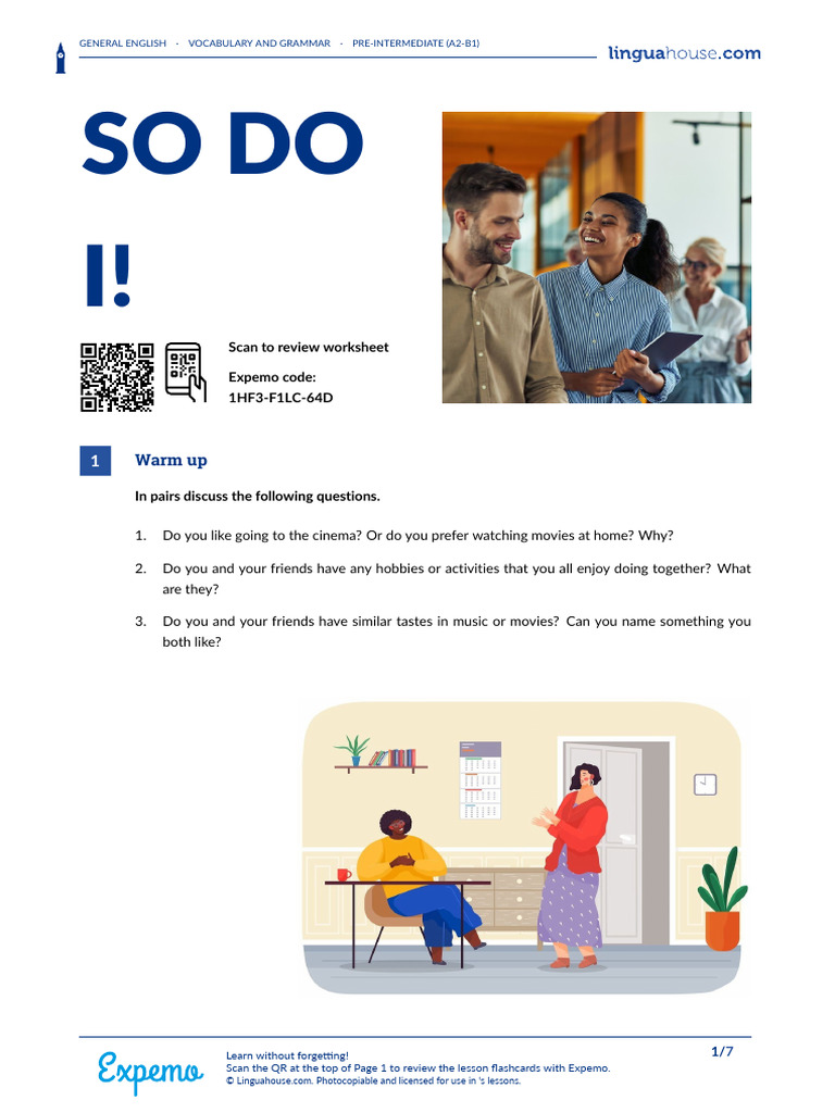 Pre-Intermediate English: So Do I! | PDF | Verb | Linguistics