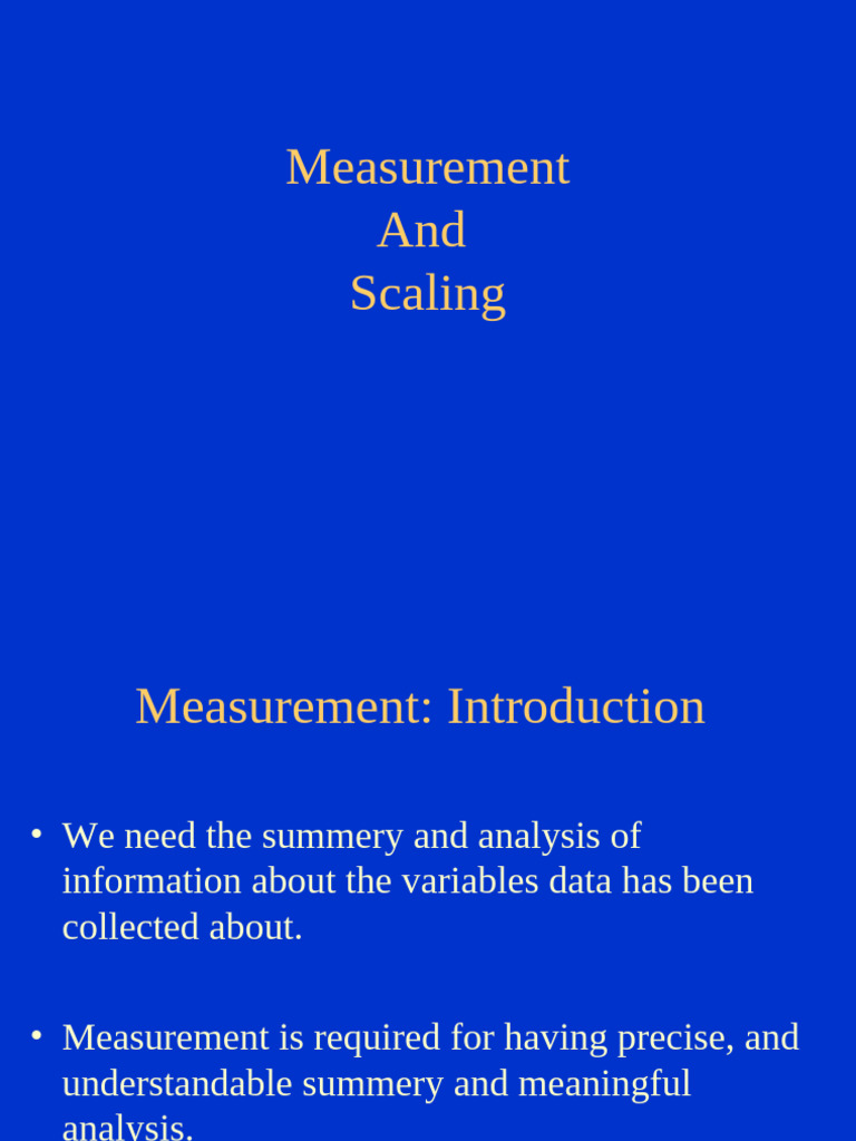 Measurement&Scaling 1 | PDF | Level Of Measurement