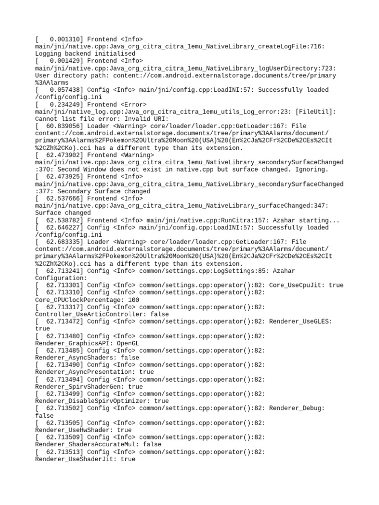 Citra Emulator Log Analysis | PDF | System Software | Computing Platforms