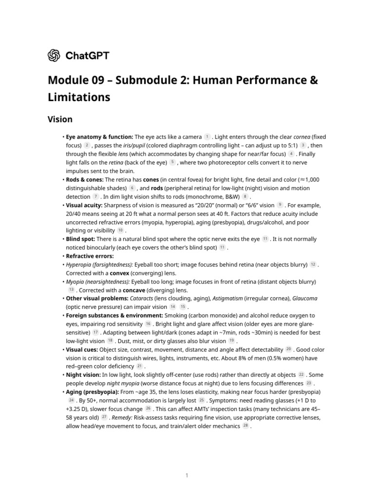 Human Performance and Vision Limitations | PDF | Ear | Hearing