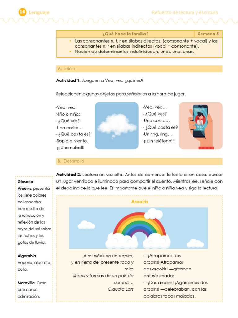 Actividades de Lectura y Escritura Infantil | PDF | Arco iris ...