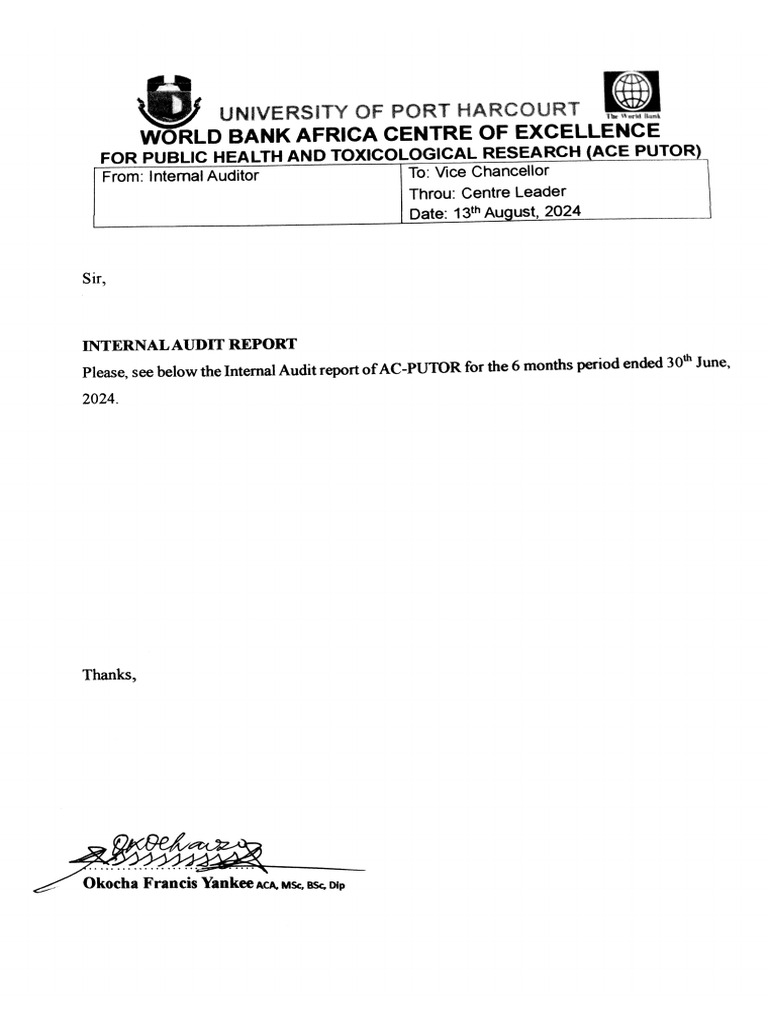 Internal Audit Report - 1 | PDF