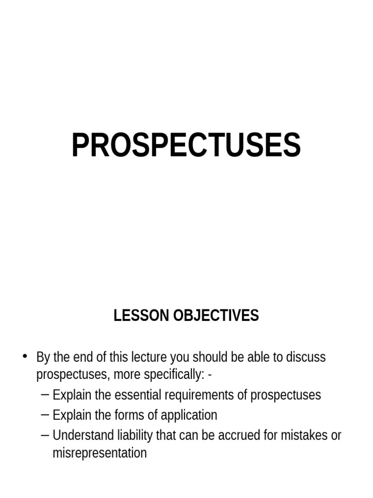 Understanding Prospectuses and Liabilities | PDF | Dividend ...
