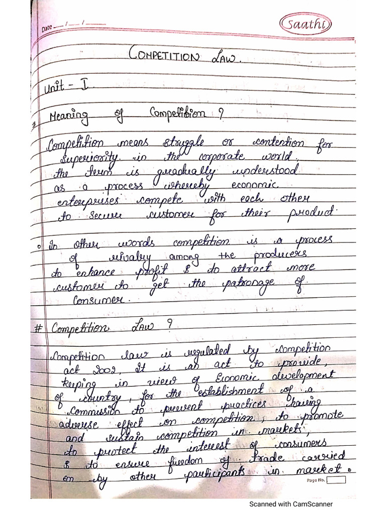 Competition Law Notes 6th Sem. | PDF