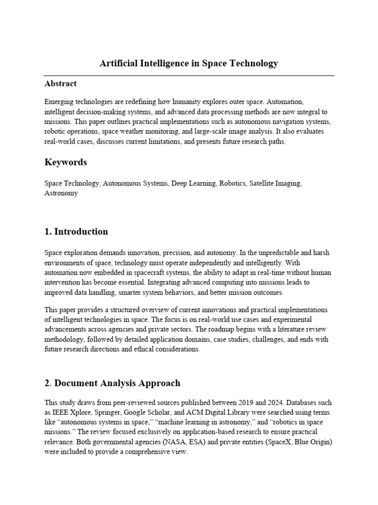 Artificial Intelligence in Space Technology | PDF | Nasa | Rover (Space ...