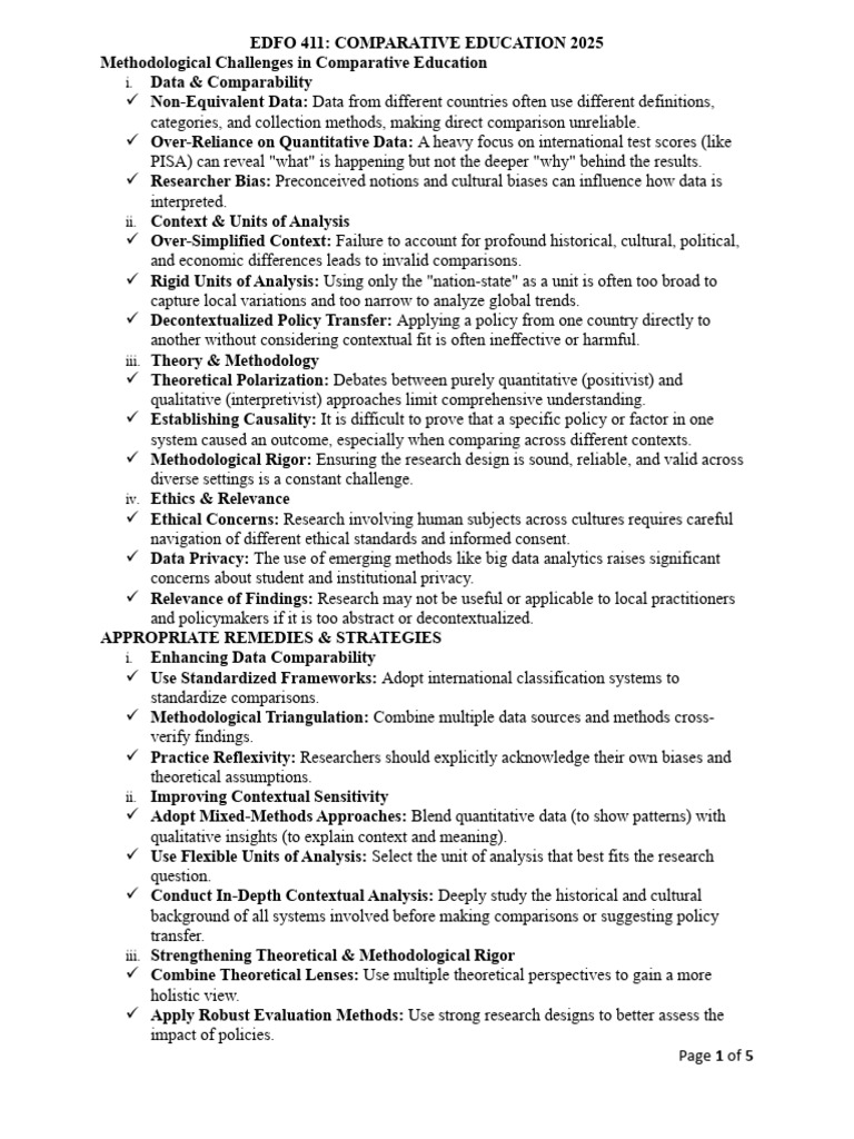 Comparative Education Methodology Challenges | PDF | Methodology ...