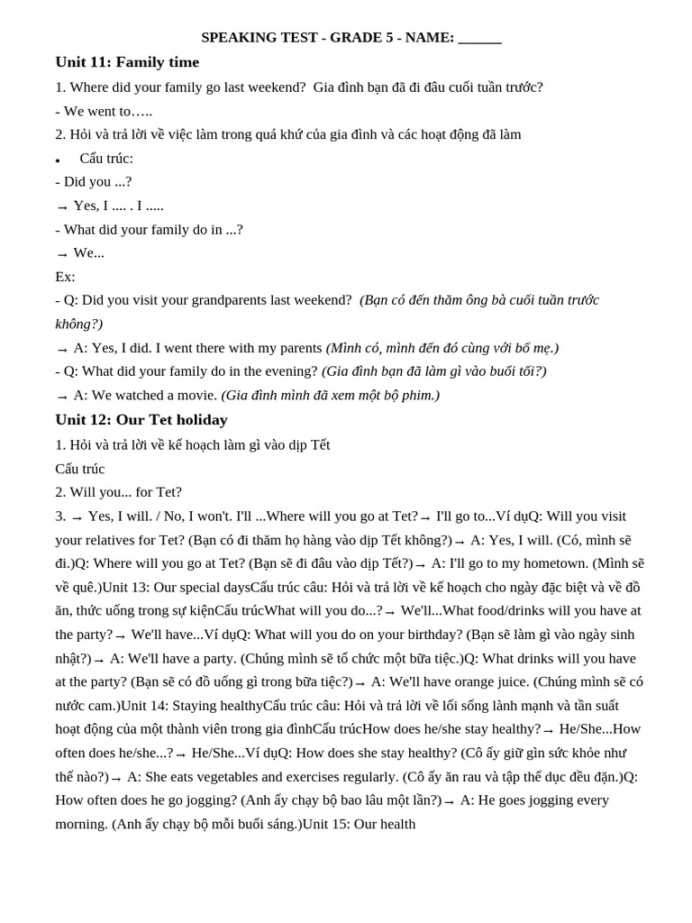 2nd Speaking Test | PDF