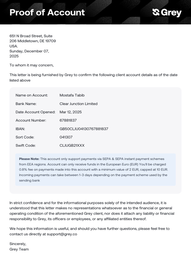 Client Account Confirmation Letter | PDF